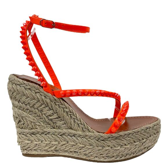 Christian Louboutin Mafaldina Zeppa 120 Wedge Sandal Orange Size 40 - Picture 2 of 15